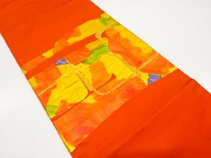 抽象模様織り出し　開き名古屋帯（額縁仕立て）